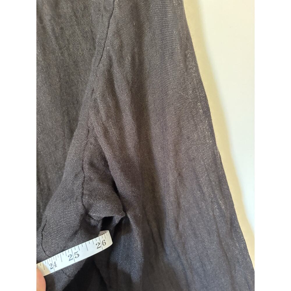 Eileen Fisher Blouse Top Button Up Black Linen Relaxed XXL 2XL 3XL - Picture 9 of 11